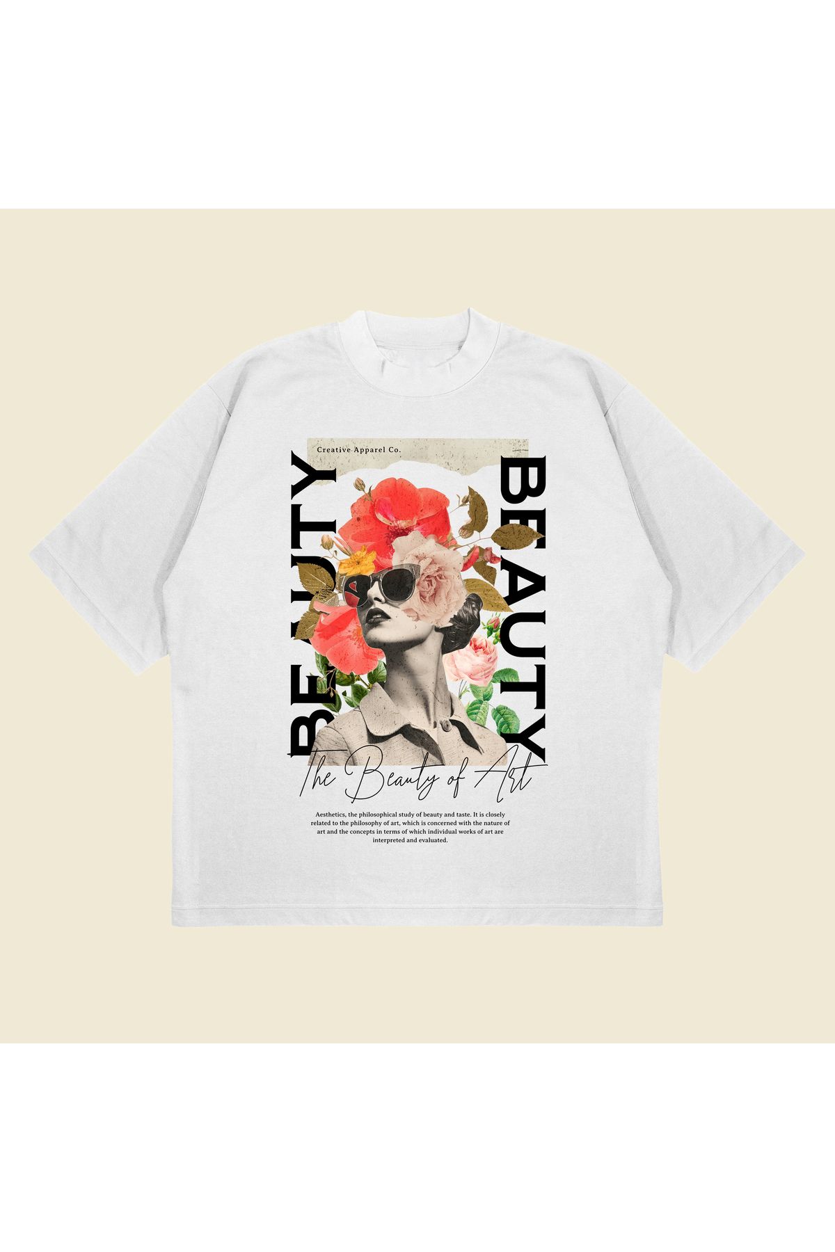 PURE POWER Beauty Baskılı Oversize Unisex %100 Pamuklu Nefes Alan Kalın Kumaşlı T-shirt