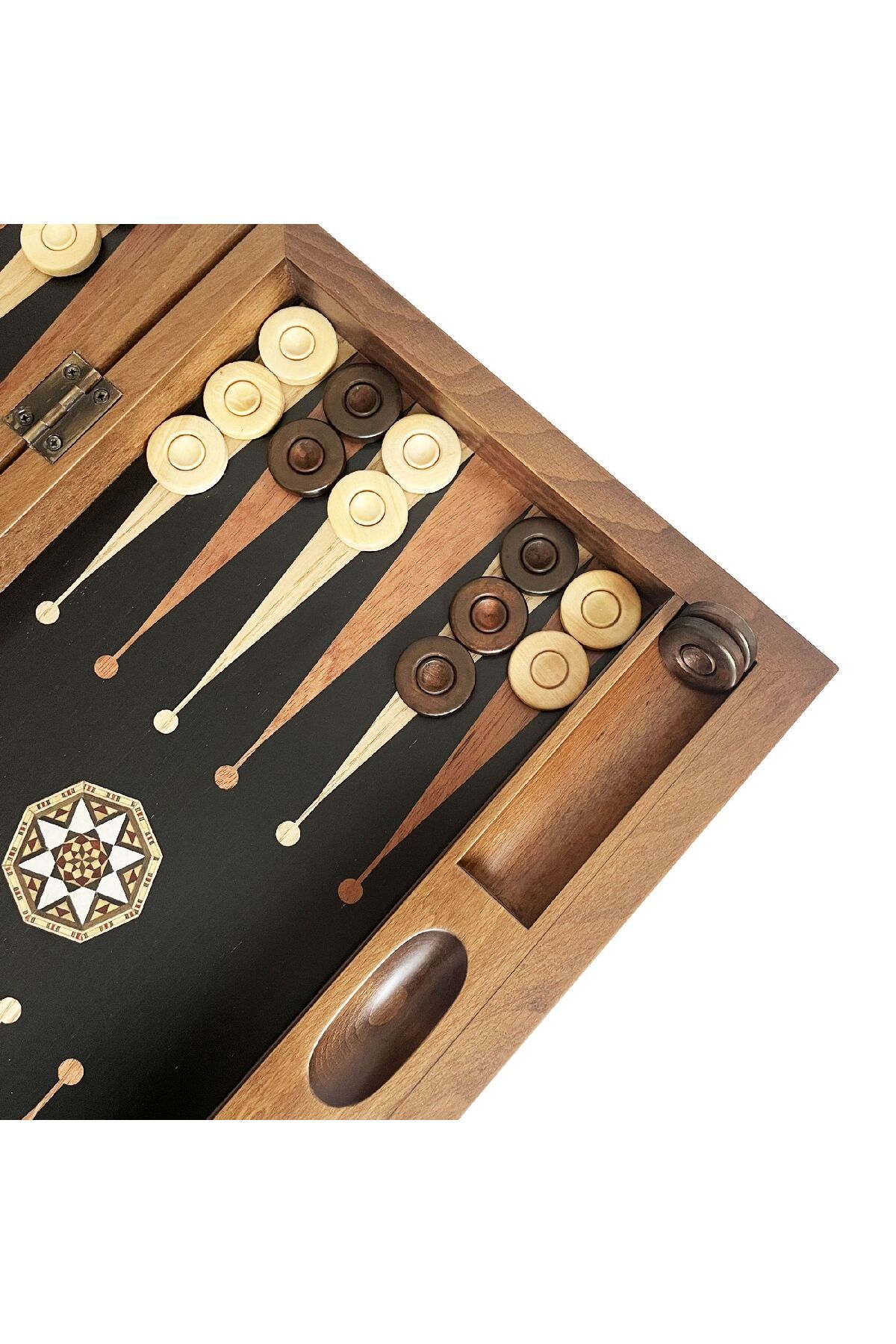 Helena Wood Art-Black Solid Wood - Pure Ash Backgammon with Numerator 5