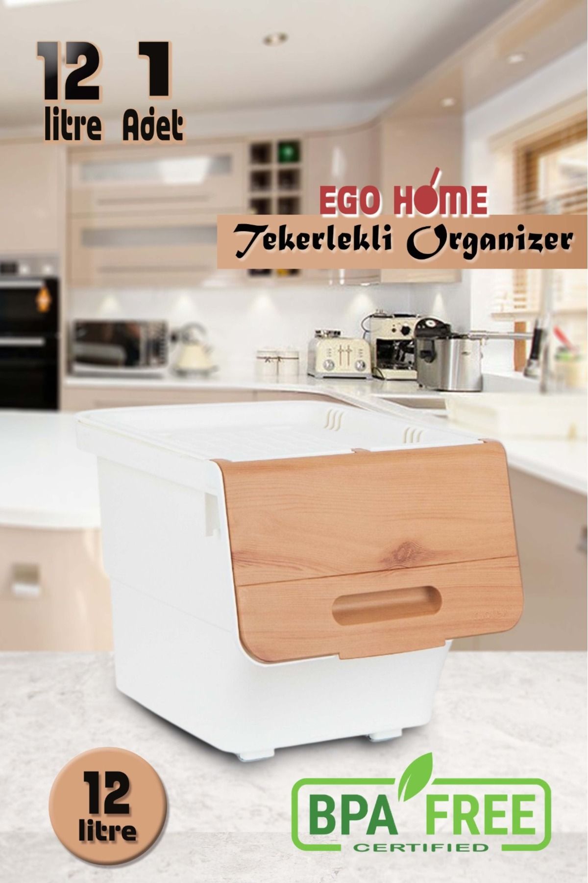 ego home Tekerlekli Patateslik Soğanlık Oyuncak Kutusu Sebzelik Patates Soğan Sepeti Motek 12 Lt