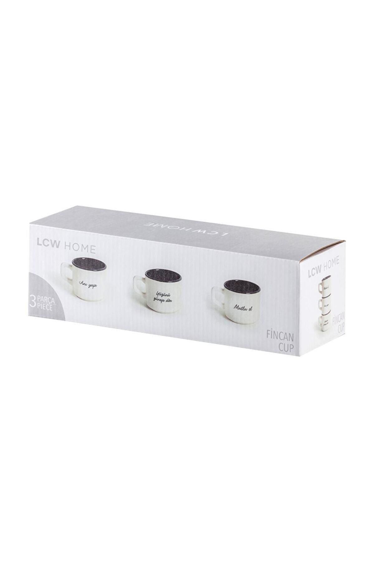LC Waikiki-طقم أكواب سيراميك مطبوعة من LCW HOME 3 قطع 184 مل 4