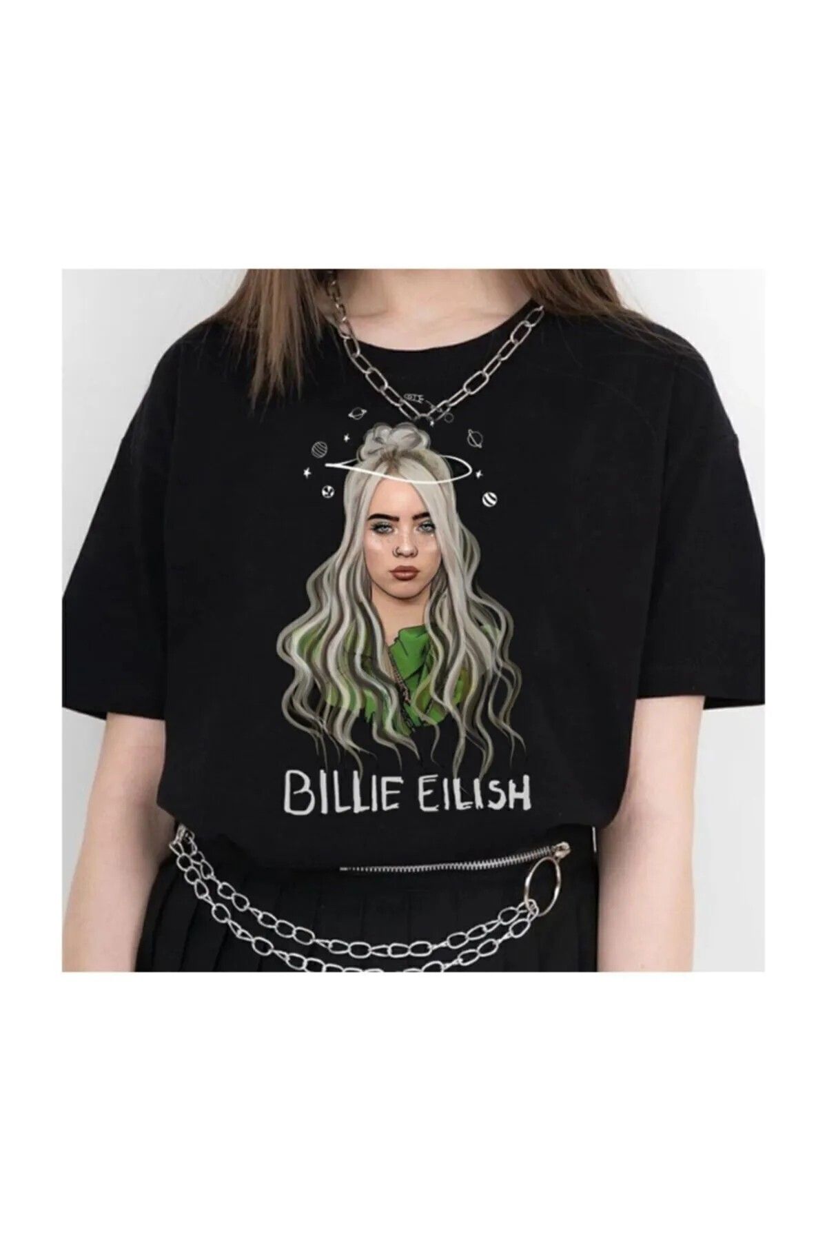 DEEFWEAR Billie Eilish Galaxy Unisex Siyah T-shirt