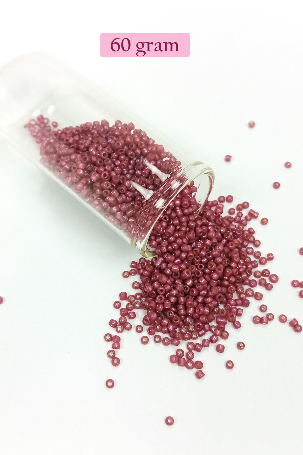 Kapamarka Dökme Cam Kum Boncuk (11/0) 2 mm - 60 Gram - Koyu Pembe - BNC046