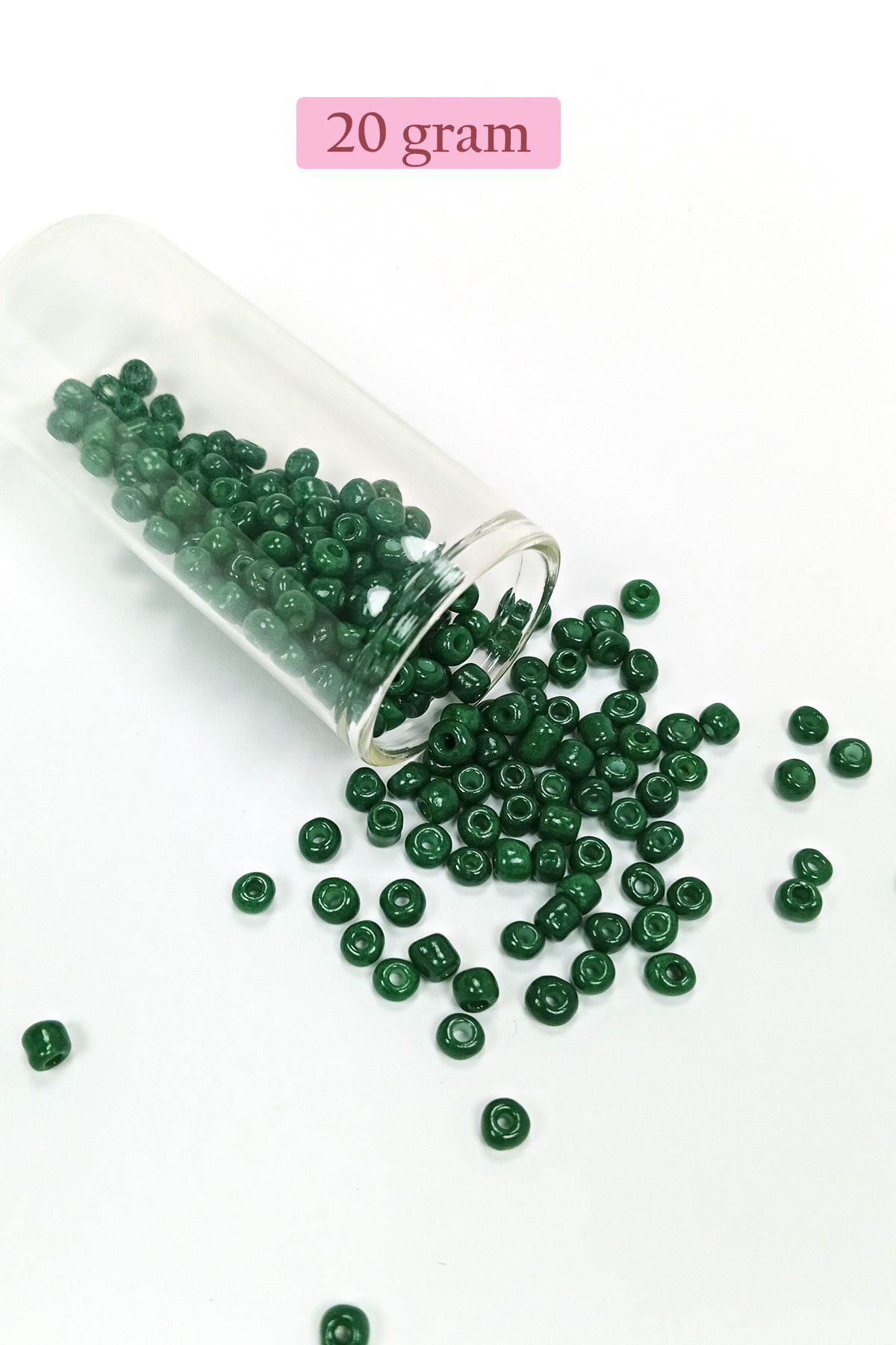 Kapamarka Dökme Cam Kum Boncuk Büyük Boy (6/0) 4 mm - 20 Gram - Koyu Yeşil - BNC104