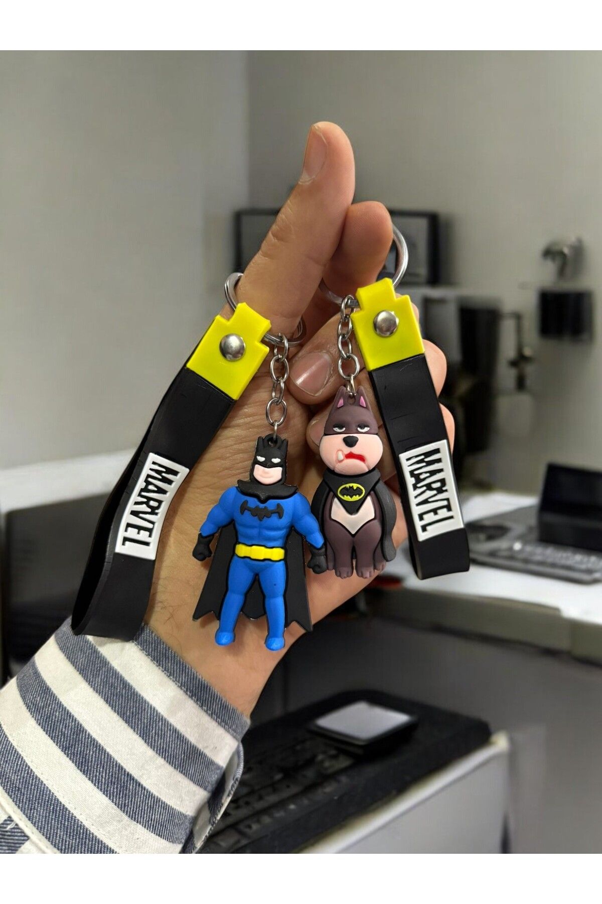 GLANZEND Batman Ve Ace 3D 2'li Silikon Anahtarlık Ve Çanta Aksesuarı