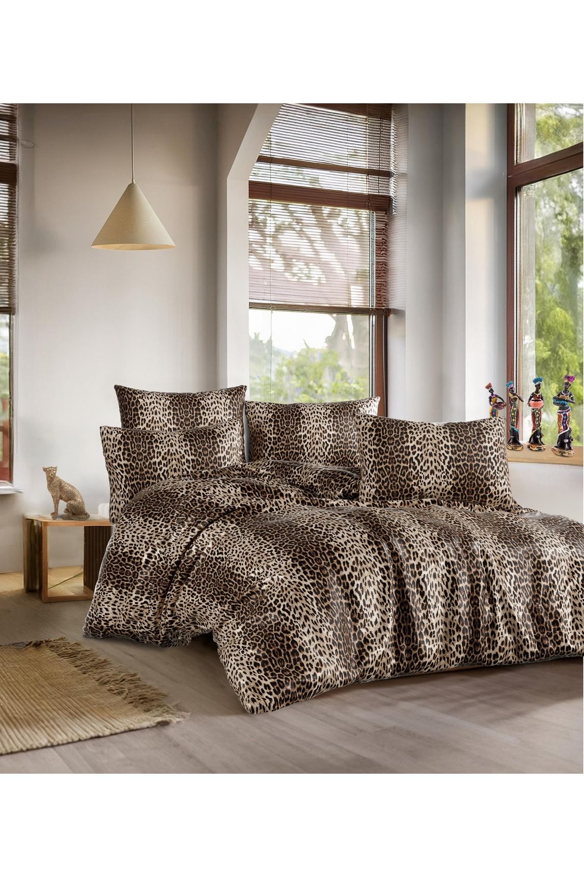 SNR HOME COLLECTION Leopar Desenli Pamuklu Tek Kişilik Nevresim Seti (Çarşafsız)