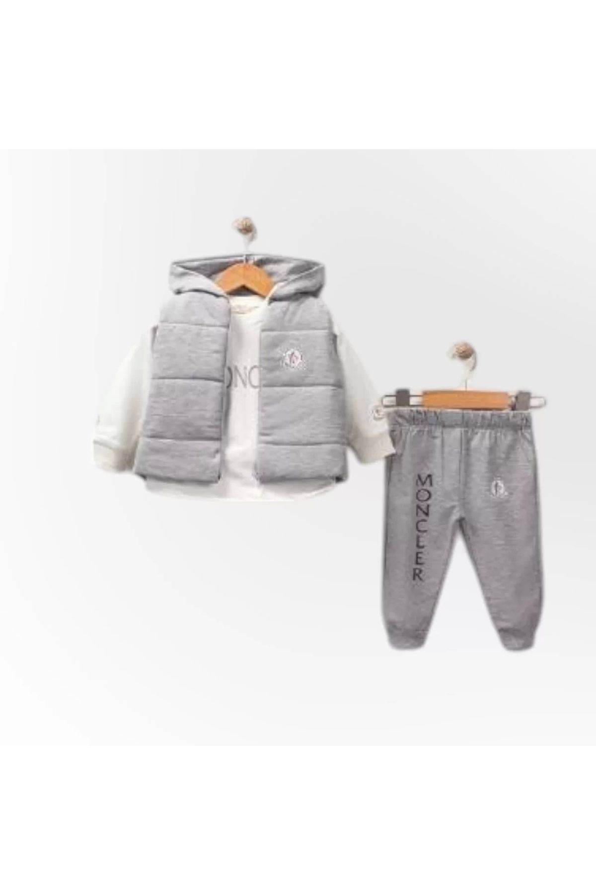 Woops Baby Marka Moller Desen Yelekli Üçlü Takım Unisex 6-36 Ay