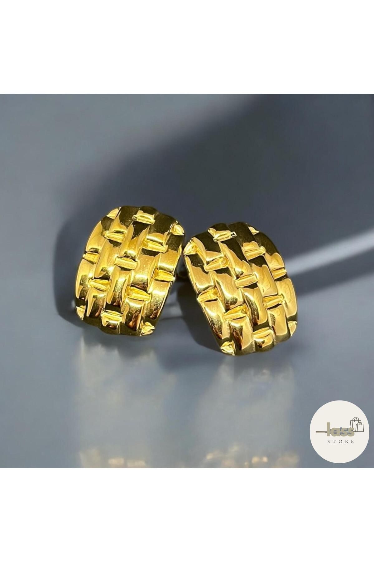 LASSSTORE ÇELİK GOLD DİKDÖRTGEN KÜPE