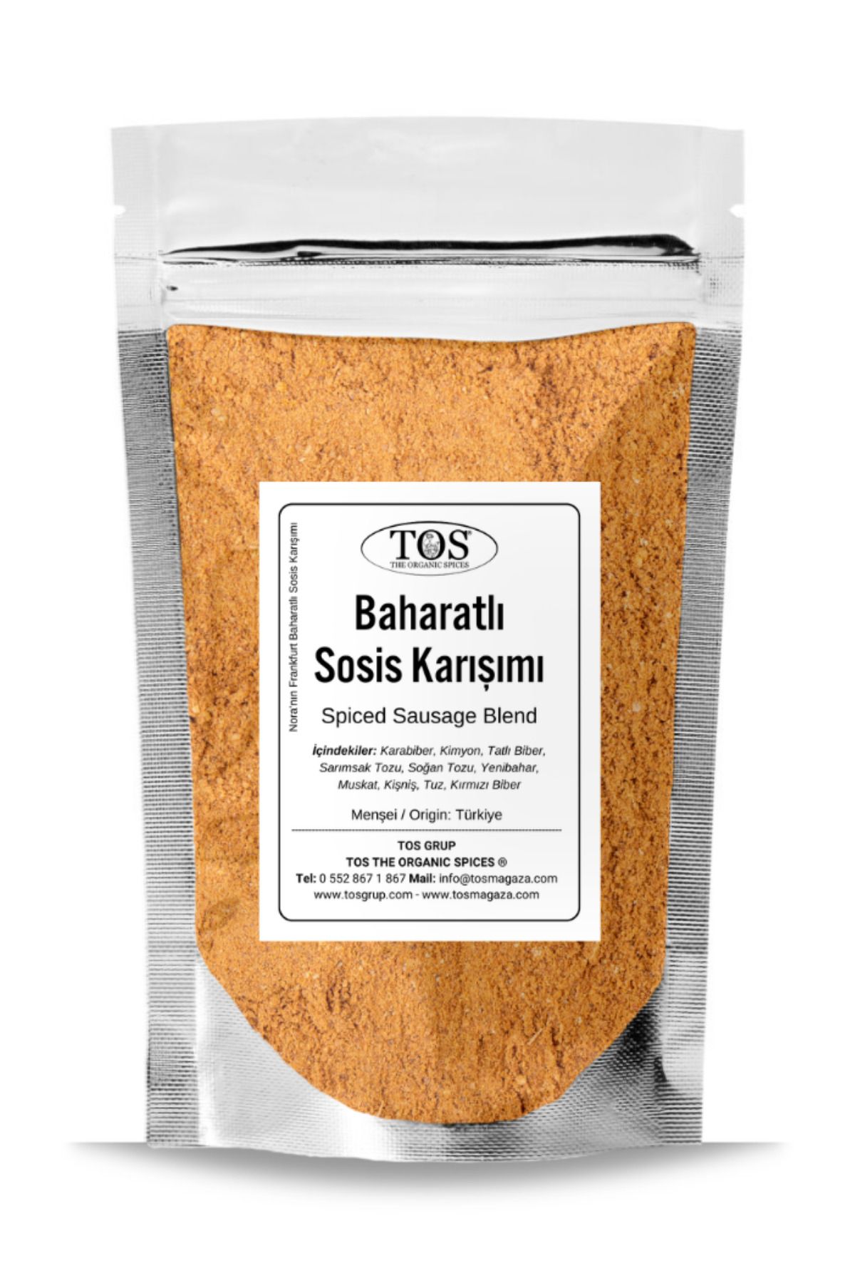 TOS The Organic Spices Nora'nın Frankfurt Baharatlı Sosis Karışımı 100 gr Nora's Frankfurt Spiced Sausage Blend