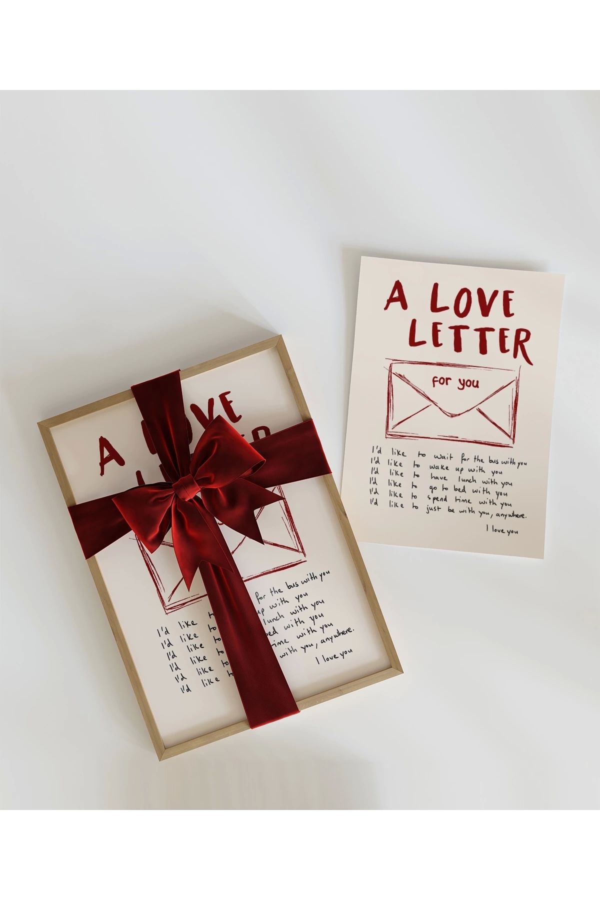 VOGLOO Çerçevesiz Poster A Love Letter For You Zarflı