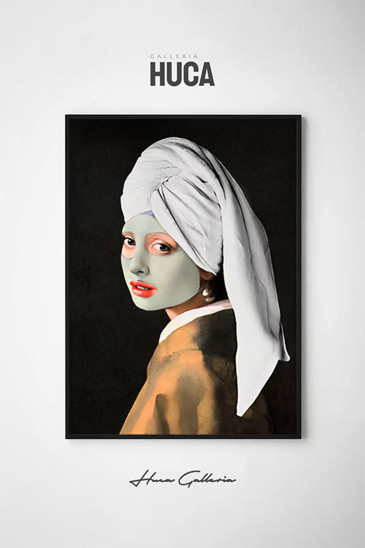 Huca İnci Küpeli Kız - Bornoz - Banyo Art - Girl With Pearl Earring - Poster - Çerçevesiz - Premium Art