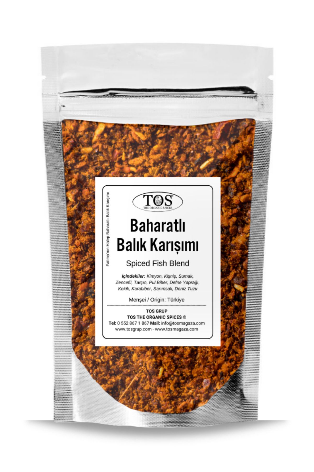 TOS The Organic Spices Fatima'nın Halep Baharatlı Balık Karışımı 250 gr Fatima's Aleppo Spiced Fish Blend