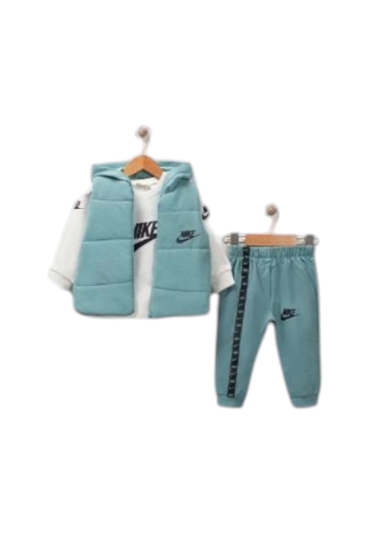 Woops Baby Marka Nke Desen Yelekli Üçlü Takım Unisex 6-36 Ay