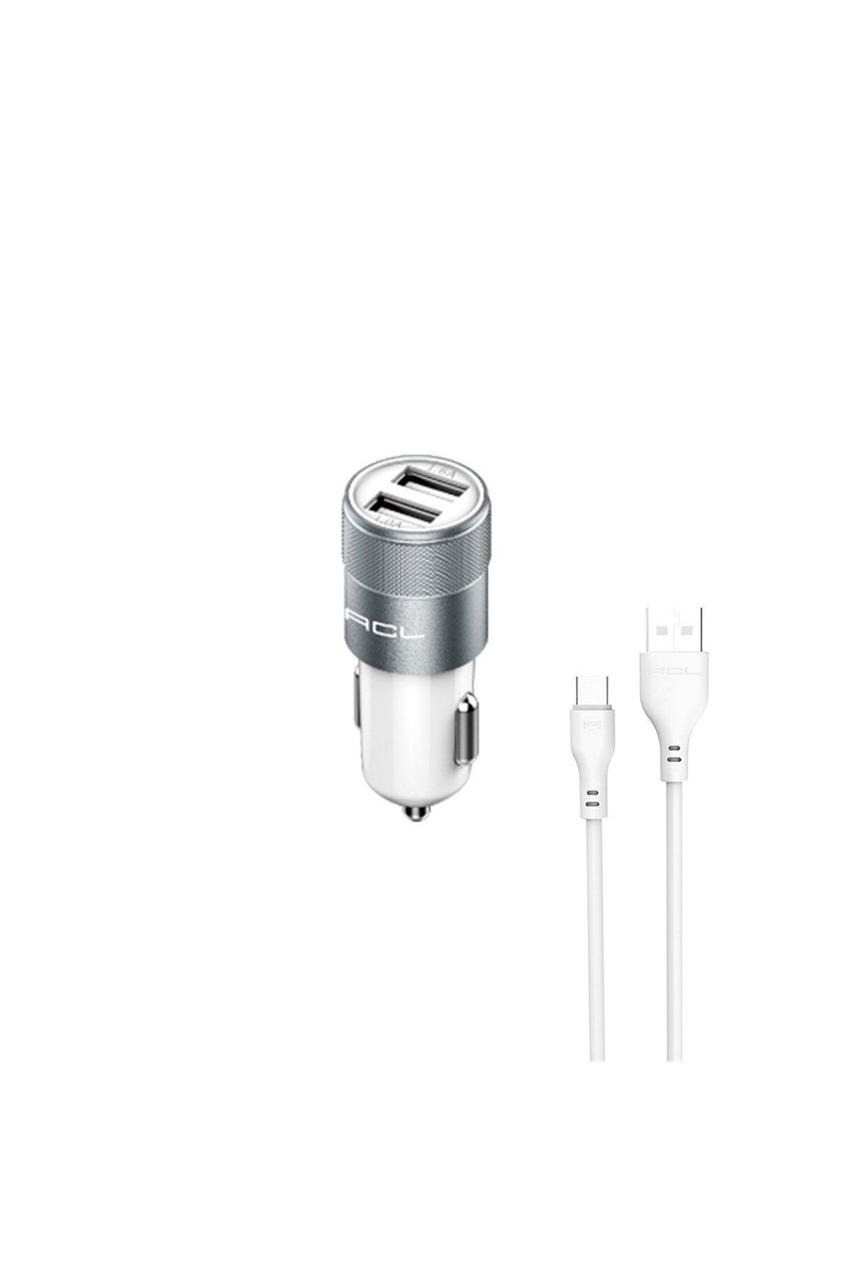 Easy Tedarik 2.1A 10 Watt 2 x USB 1 Mt Type-C Kablo Araç İçi Şarj AC38