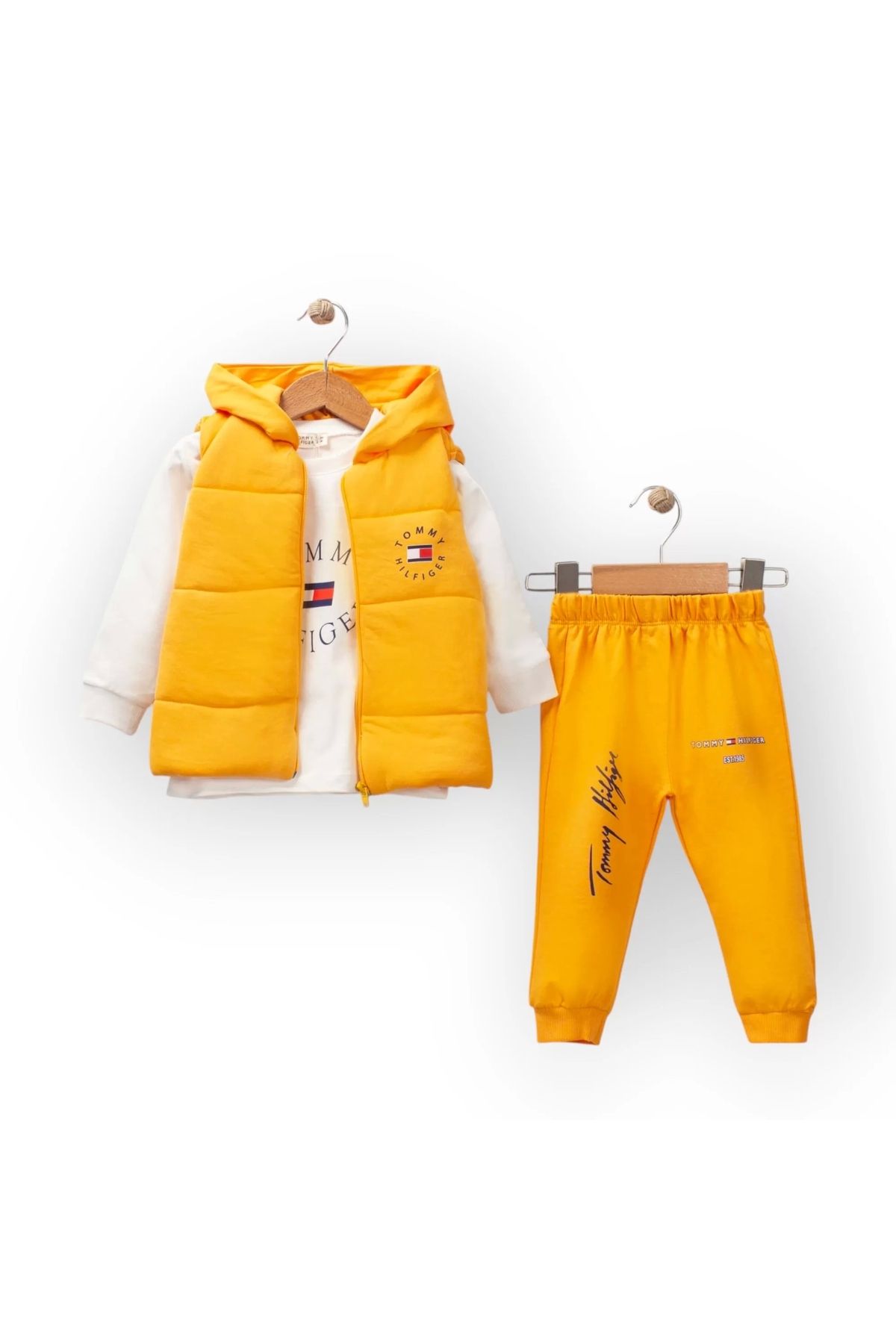 Woops Baby Marka Tomm Desen Yelekli Üçlü Takım Unisex 6-36 Ay