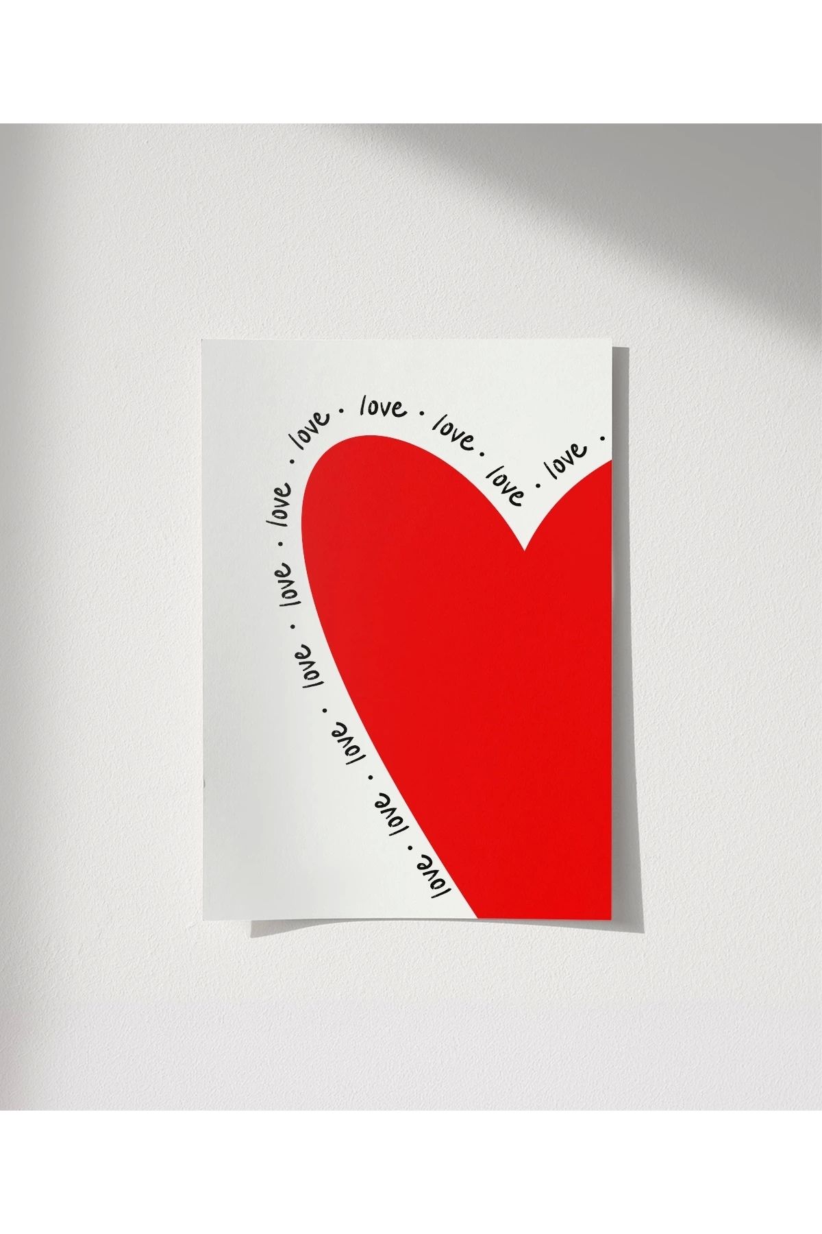 VOGLOO Çerçevesiz Poster Love Yazılı Kalp Tasarımlı
