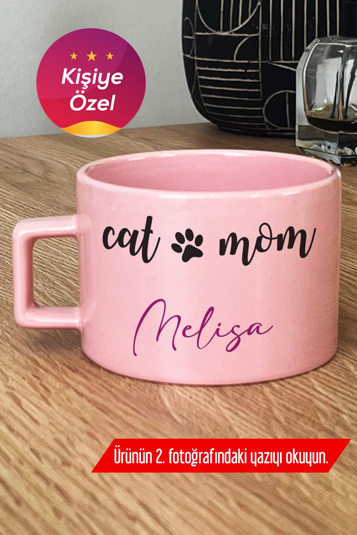 Hedizu Kişiye Özel Cat Mom Pastel Fincan Pembe Kedi Annesi -2- M2C S1Z