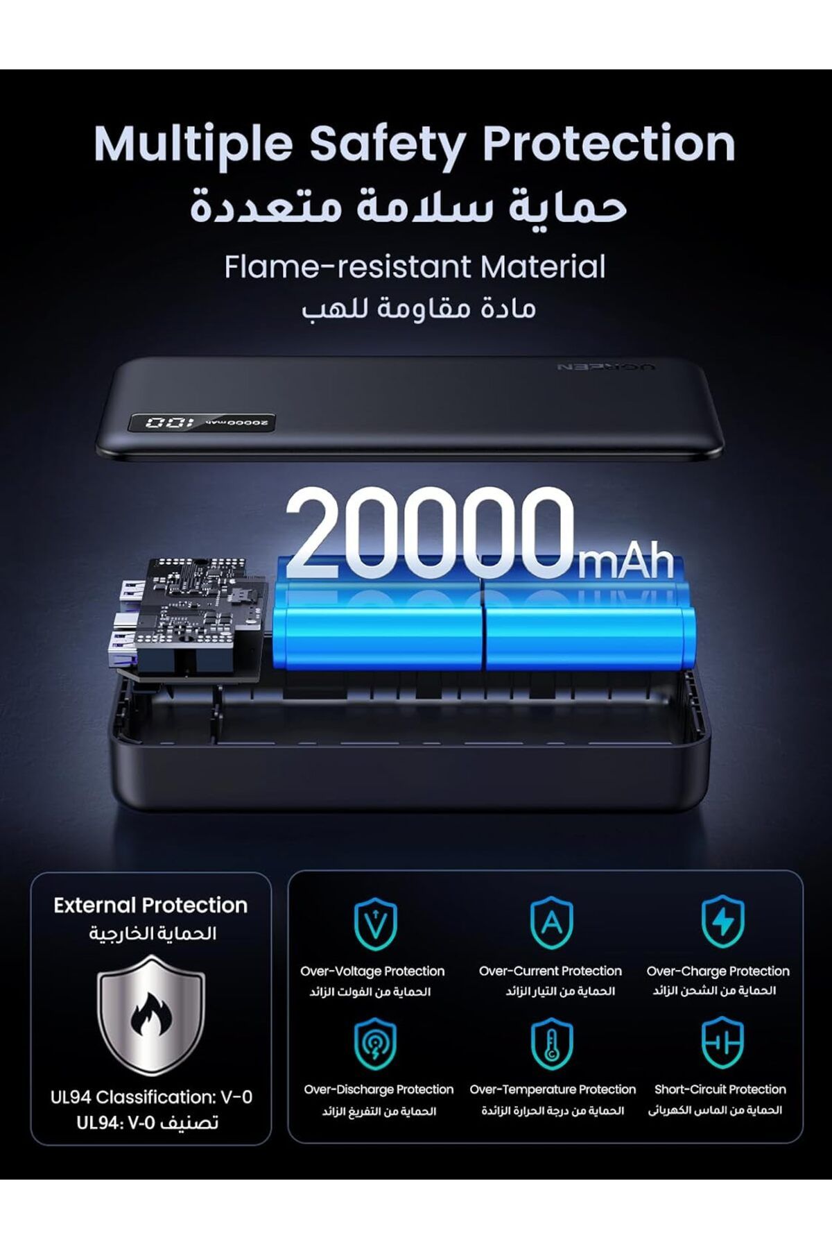Ugreen-Power Bank 20000mAh, 22.5W Portable Charger with PD 3.0 Fast Charging and USB C Input and Output 6