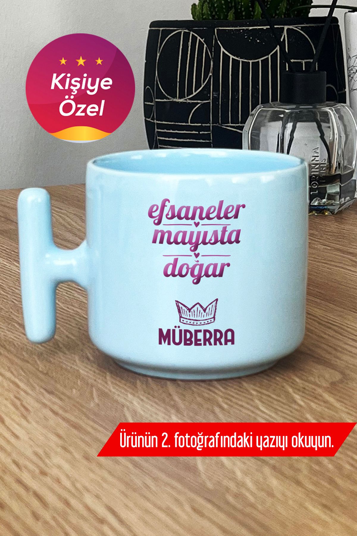 Hedizu Kişiye Özel Boğa İkizler Burcu Pastel T Kulplu Kupa Bardak Mavi Doğum Günü Hediyesi Z2P M1D