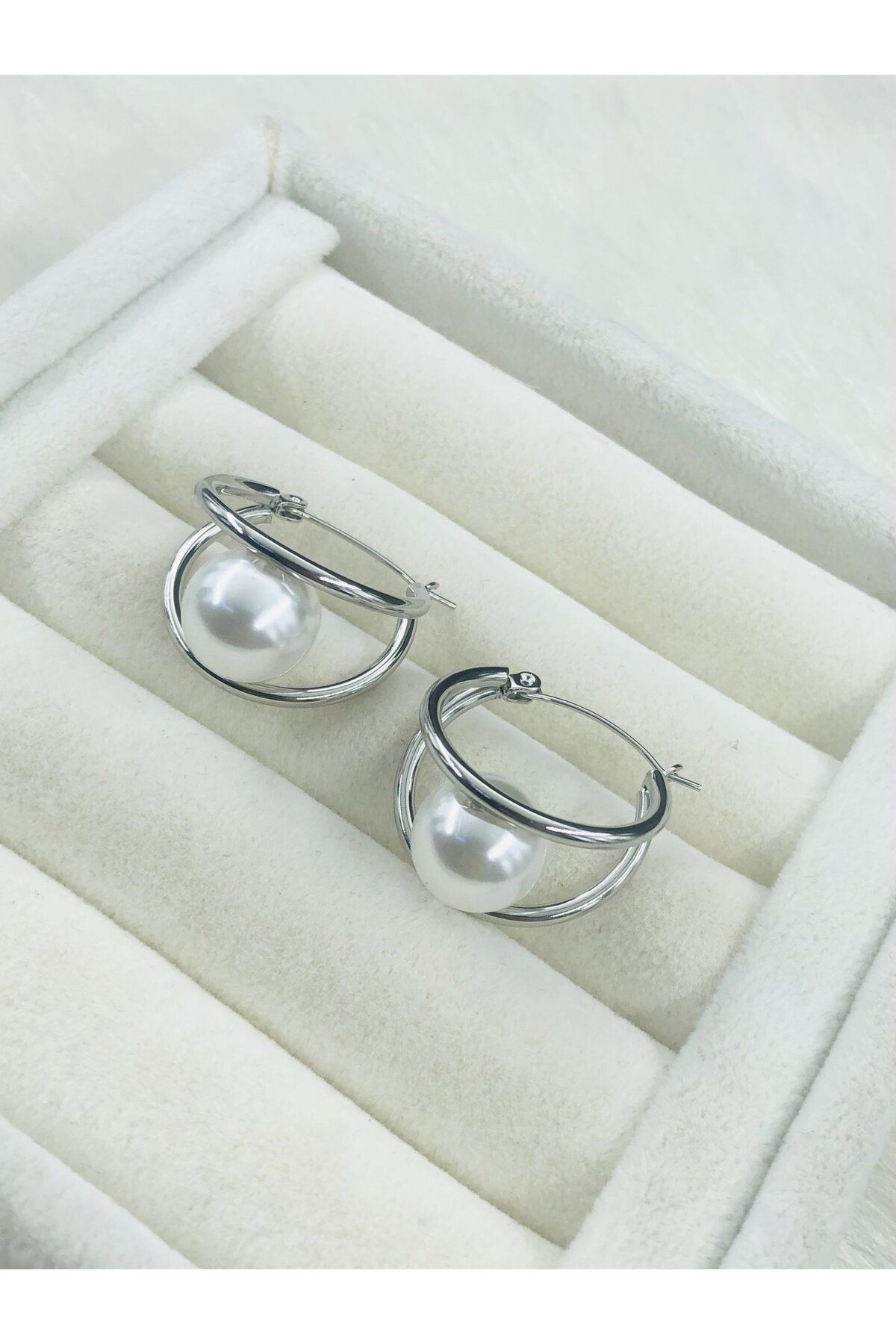 DS DİAMONDSHOP-Pearl Model Steel Earring Hoop - Byçkp- 202502841 3