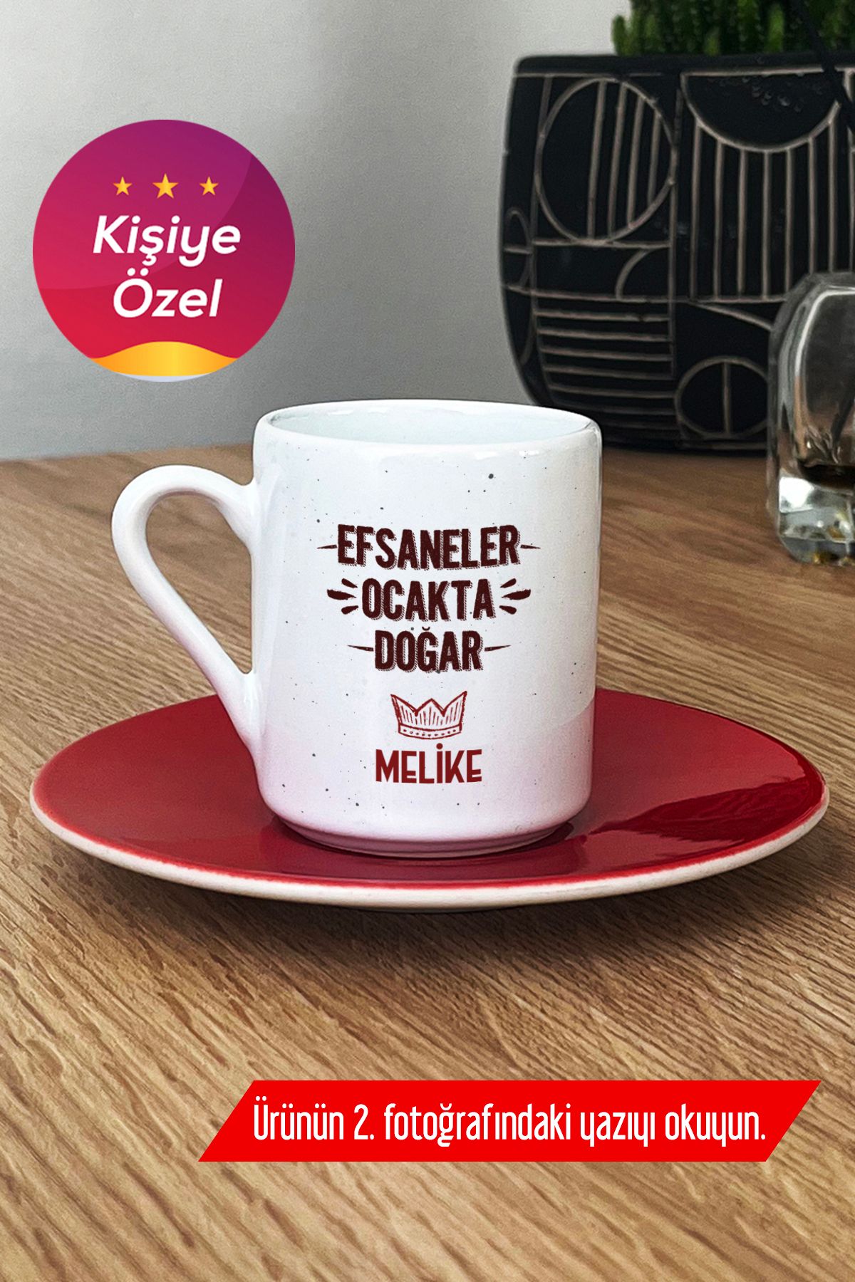 Hedizu Kişiye Özel Efsaneler Ocakta Doğar Türk Kahvesi Fincanı Kırmızı Doğum Günü Hediyesi L4K W3O