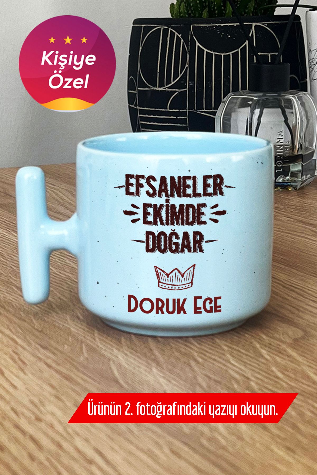 Hedizu Kişiye Özel Efsaneler Ekimde Doğar Pastel T Kulplu Kupa Bardak Mavi Doğum Günü Hediyesi M5E W8Z