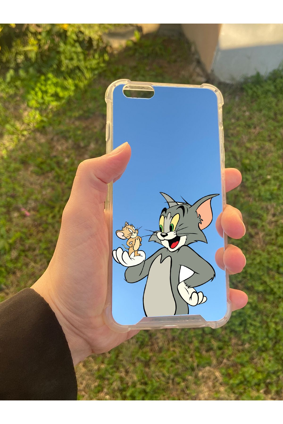 Skygo İphone 6 Plus Uyumlu Aynalı Tom Ve Jerry Desenli Darbe Kamera Korumalı Silikon Telefon Kılıfı