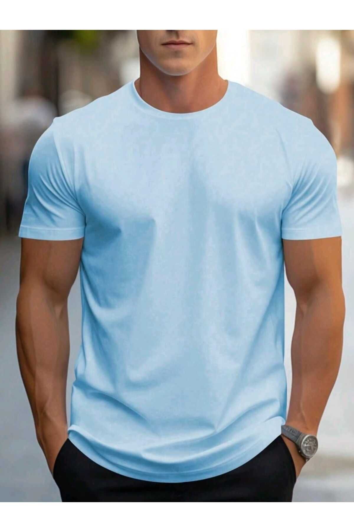 FAVORİST Erkek yazlık pamuklu Basic T-shirt Düz Model