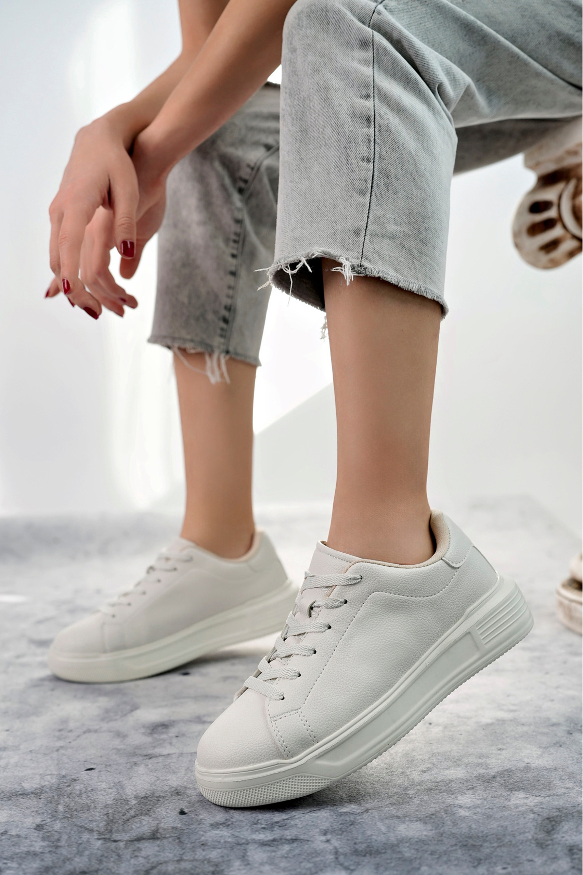 PasyoneTrendy Pantofi albi de damă pantofi casual