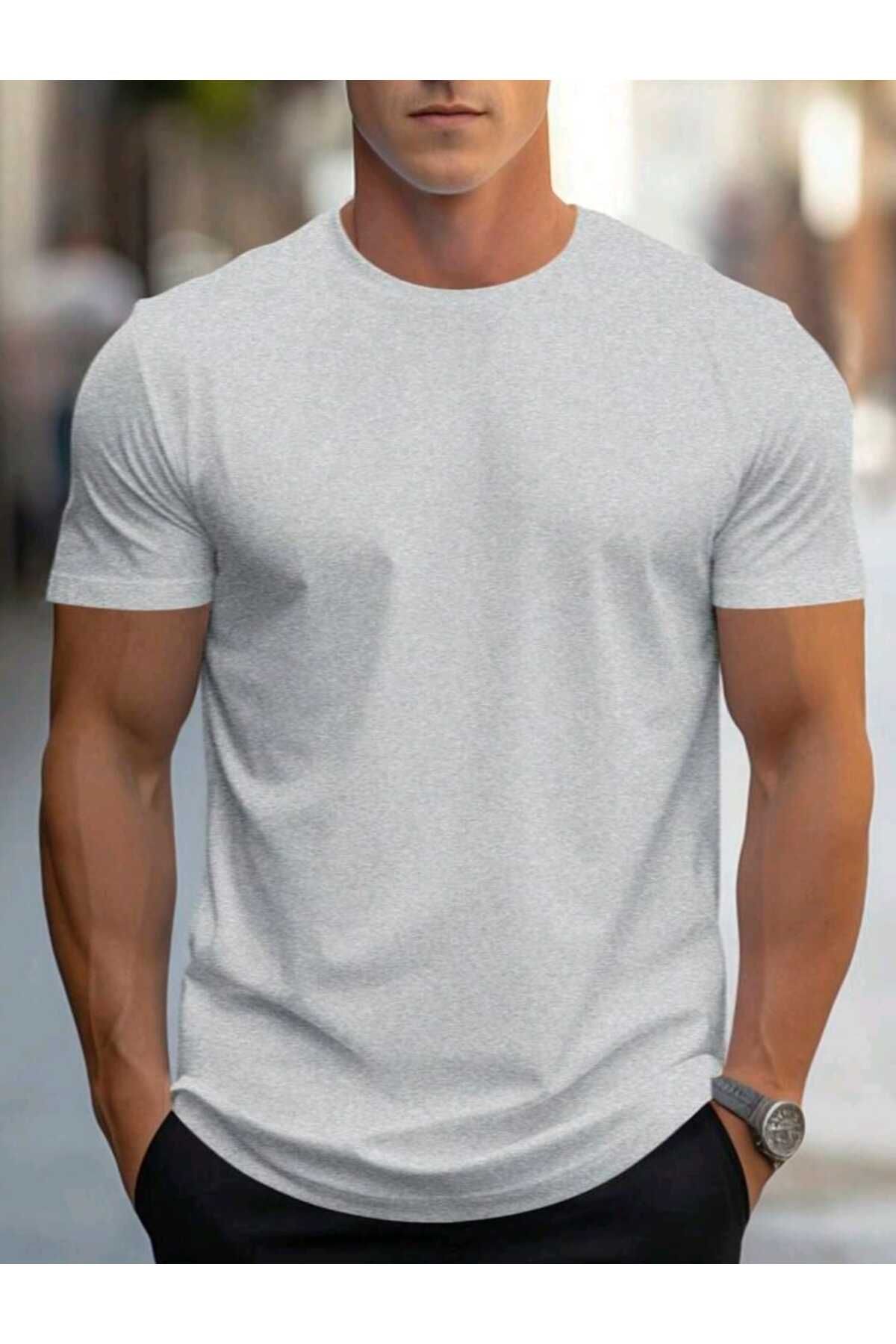 FAVORİST Erkek yazlık pamuklu Basic T-shirt Düz Model