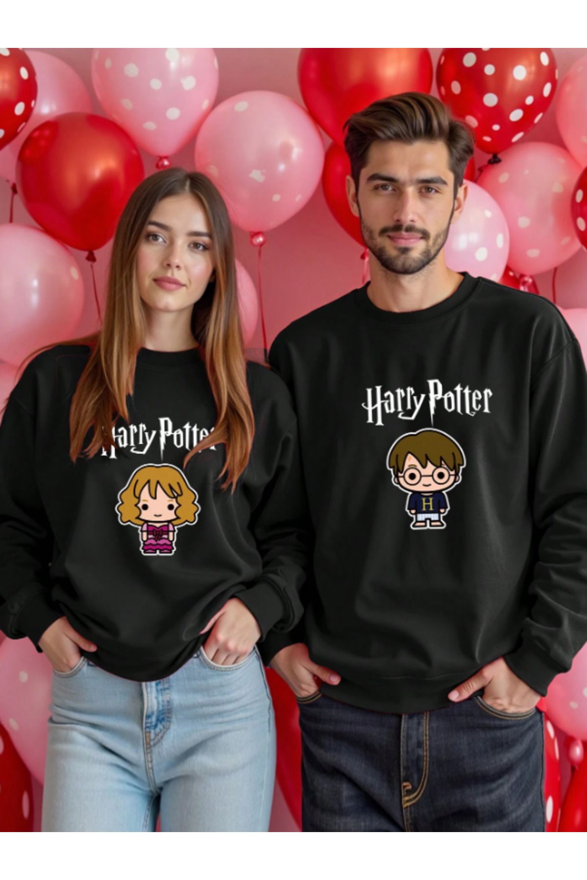 AEMİ Erkek Harry Potter Baskılı Bisiklet Yaka Siyah Sweatshirt ( Bir adet ürün Fiyatıdır.)