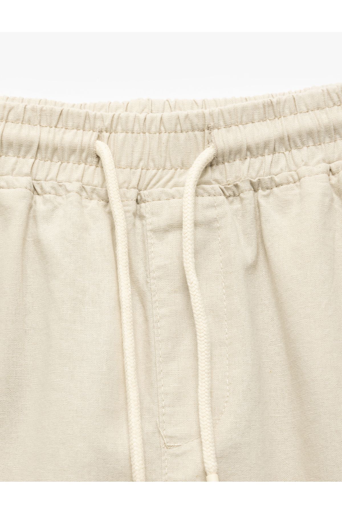Koton-Linen Cotton Blended Summer Chino Pants with Lace-Up Waist 5