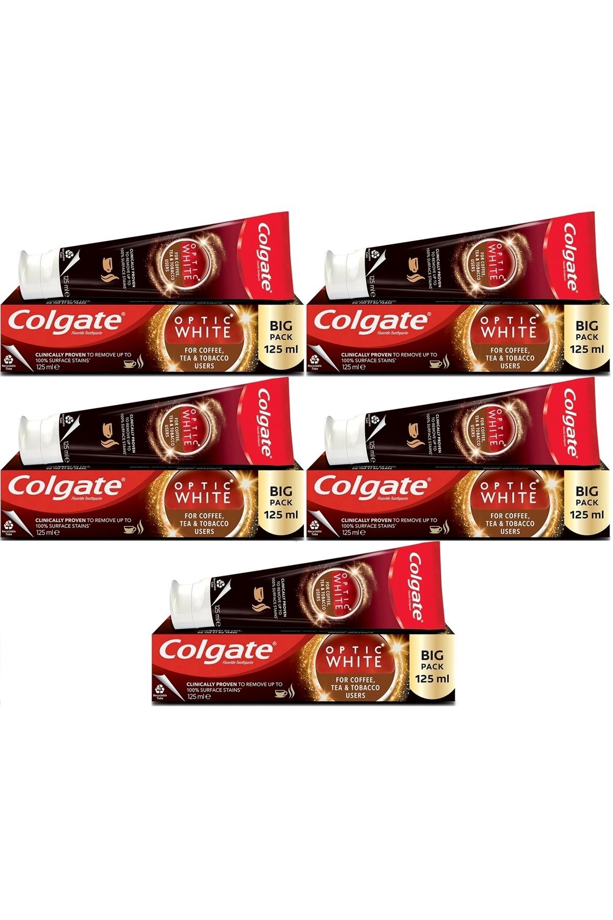 Colgate Diş Macunu Optic White 125ML Çay-Kahve-Sigara (5 Li Set)