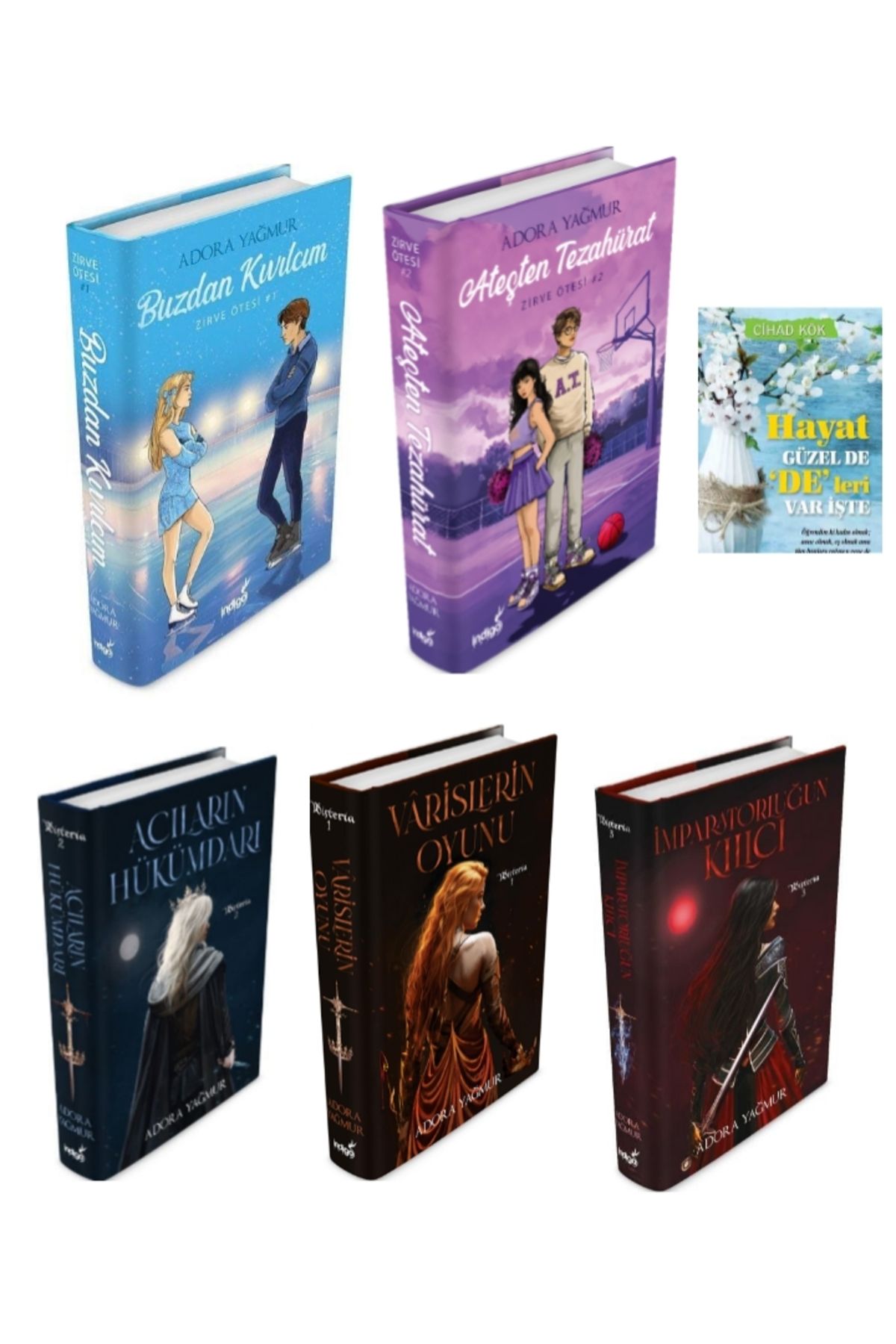 İndigo Kitap Varislerin Oyunu 1, 2, 3, Buzdan Kıvılcım, Ateşten Tezahürat Adora Yağmur 5 Kitap Ciltli Set