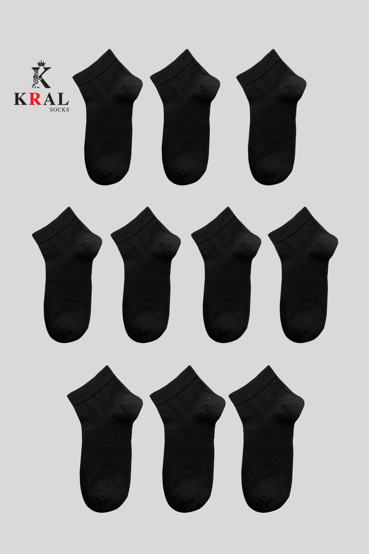 KRAL SOCKS  10 Çift Unisex Pamuklu Düz Desen Ekonomik Bilek Boy Çorap - Görsel 4