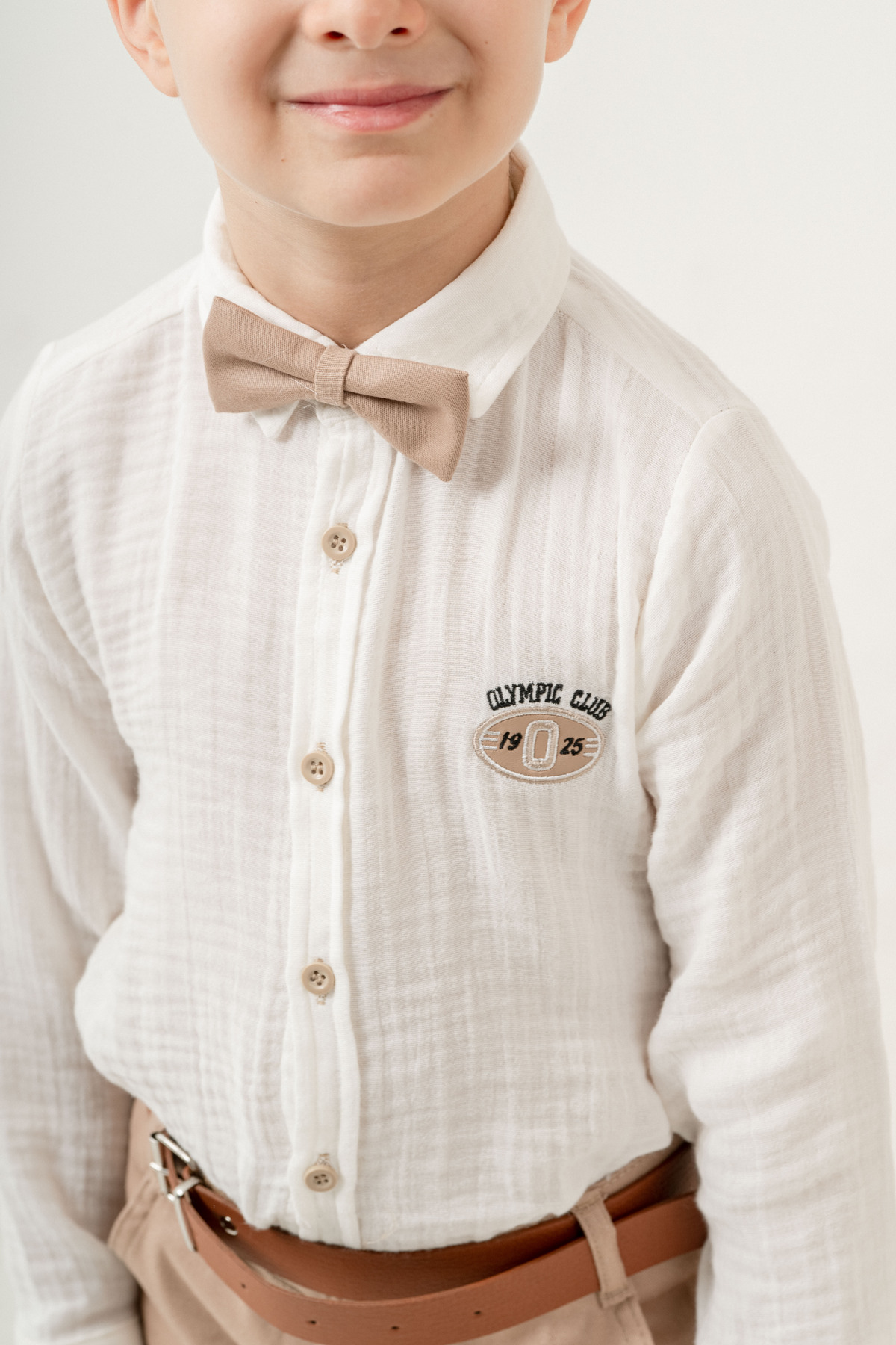Esterella-Boy's Suit with Muslin Shirt / Bow Tie - Belt / Shirt Pants / Boy's Suit 5