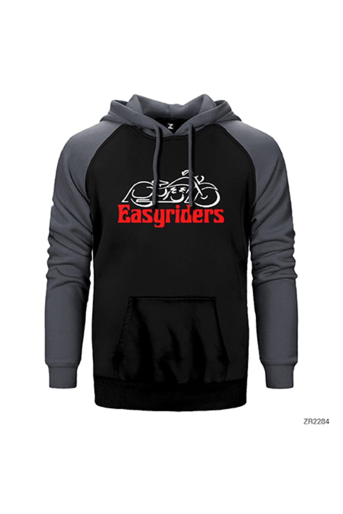 Z zepplin Easy Riders Gri Renk Reglan Kol Kapşonlu Sweatshirt