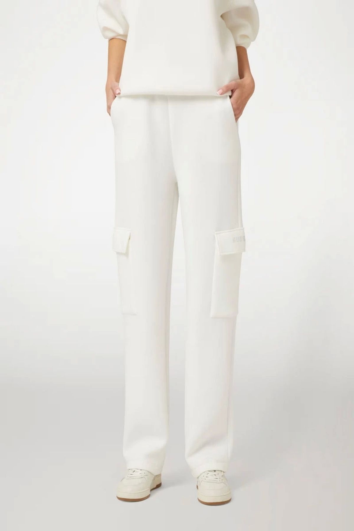 Guess-Women's White Scuba Cargo Pants 3