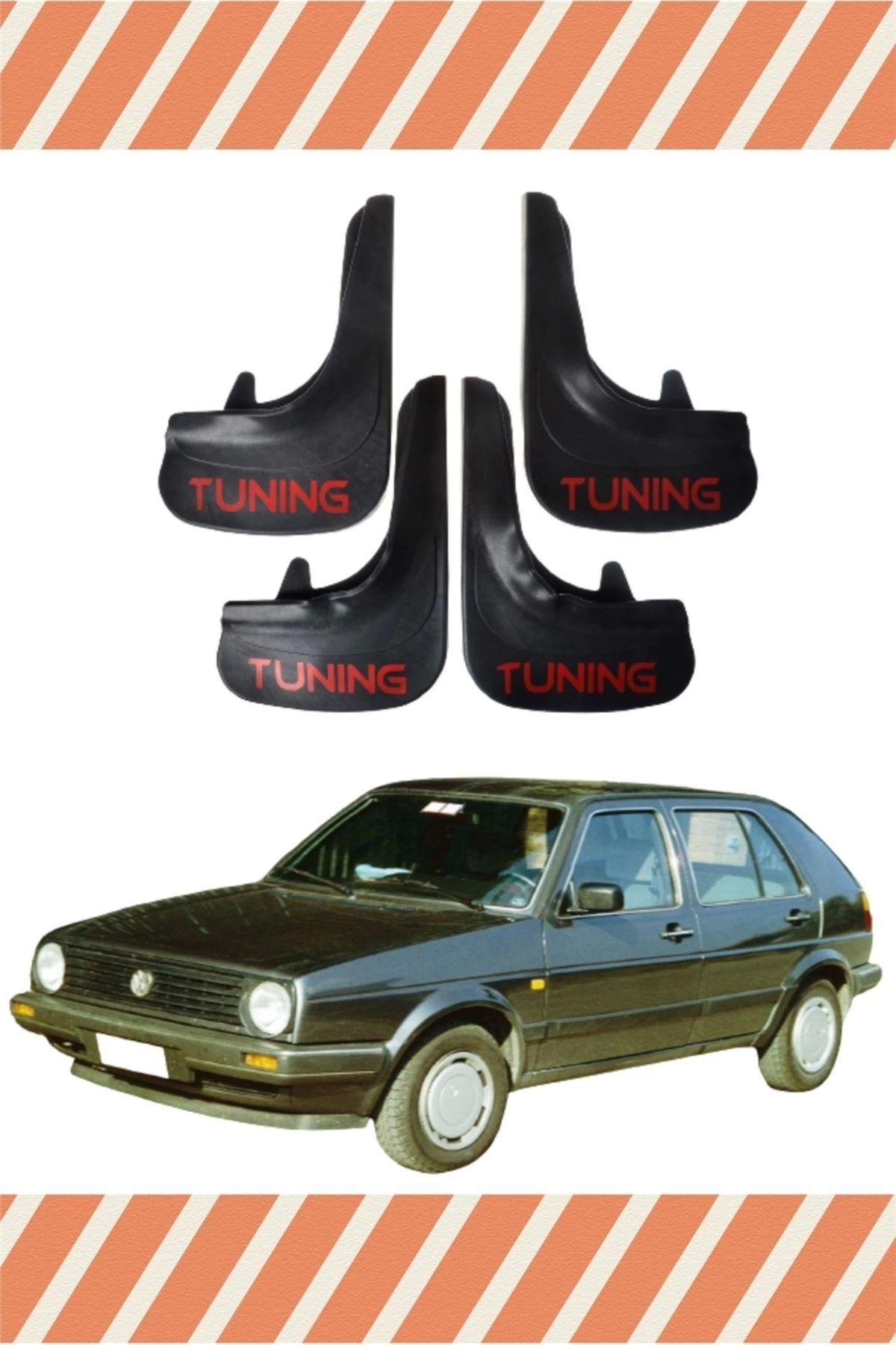 Alpax Volkswagen Golf 2 Tuning yazılı 4’lü tozluk çamurluk paçalık şık ve dayanıklı