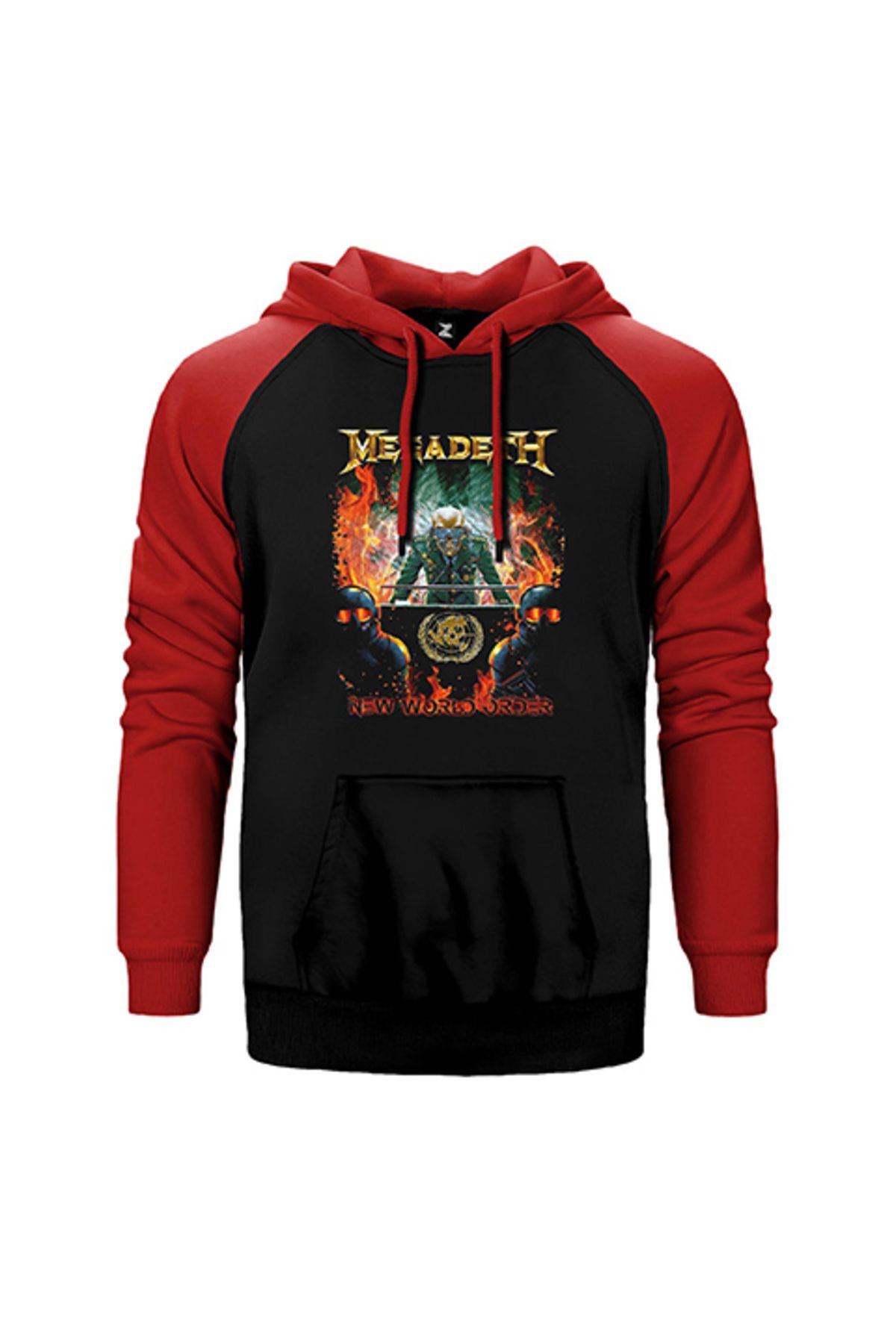 Z zepplin Megadeth New Order World Kırmızı Renk Reglan Kol Kapşonlu Sweatshirt