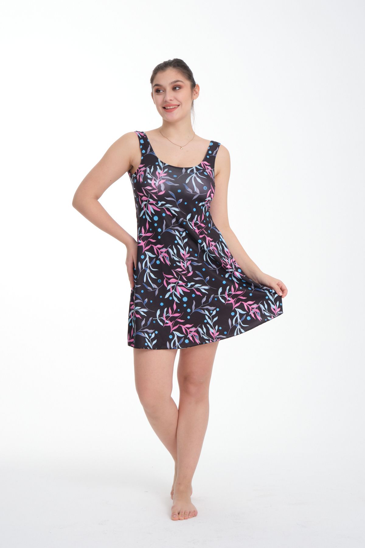 Güler Swimwear-Slipped Mixed Patterned Digital Printed Swimsuit with Recovery Feature 3