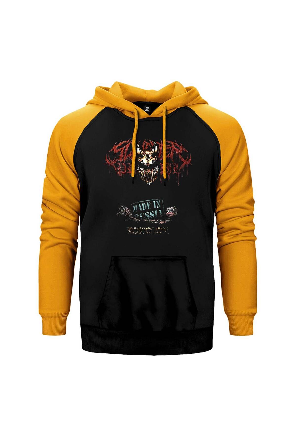 Z zepplin Slaughter To Prevail Kostolom Sarı Renk Reglan Kol Kapşonlu Sweatshirt