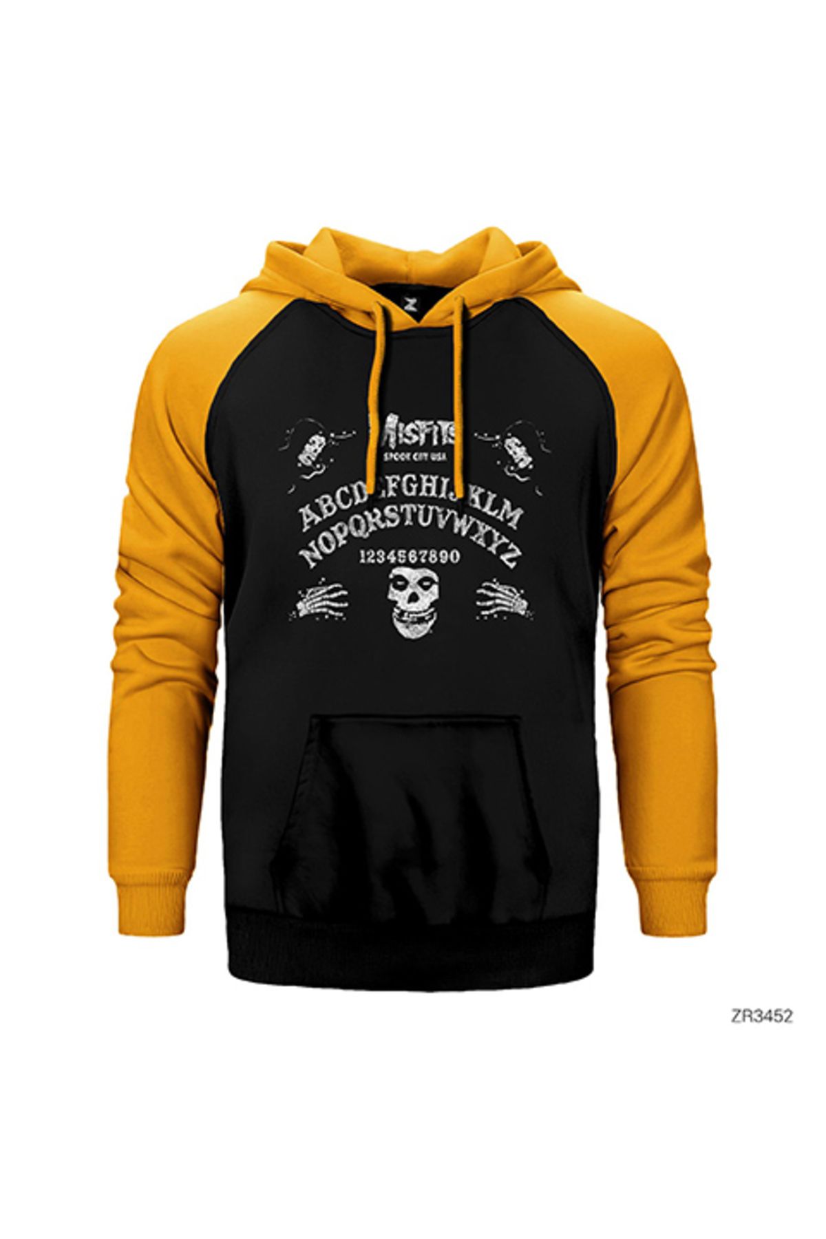 Z zepplin Misfits Ouija Board Sarı Renk Reglan Kol Kapşonlu Sweatshirt