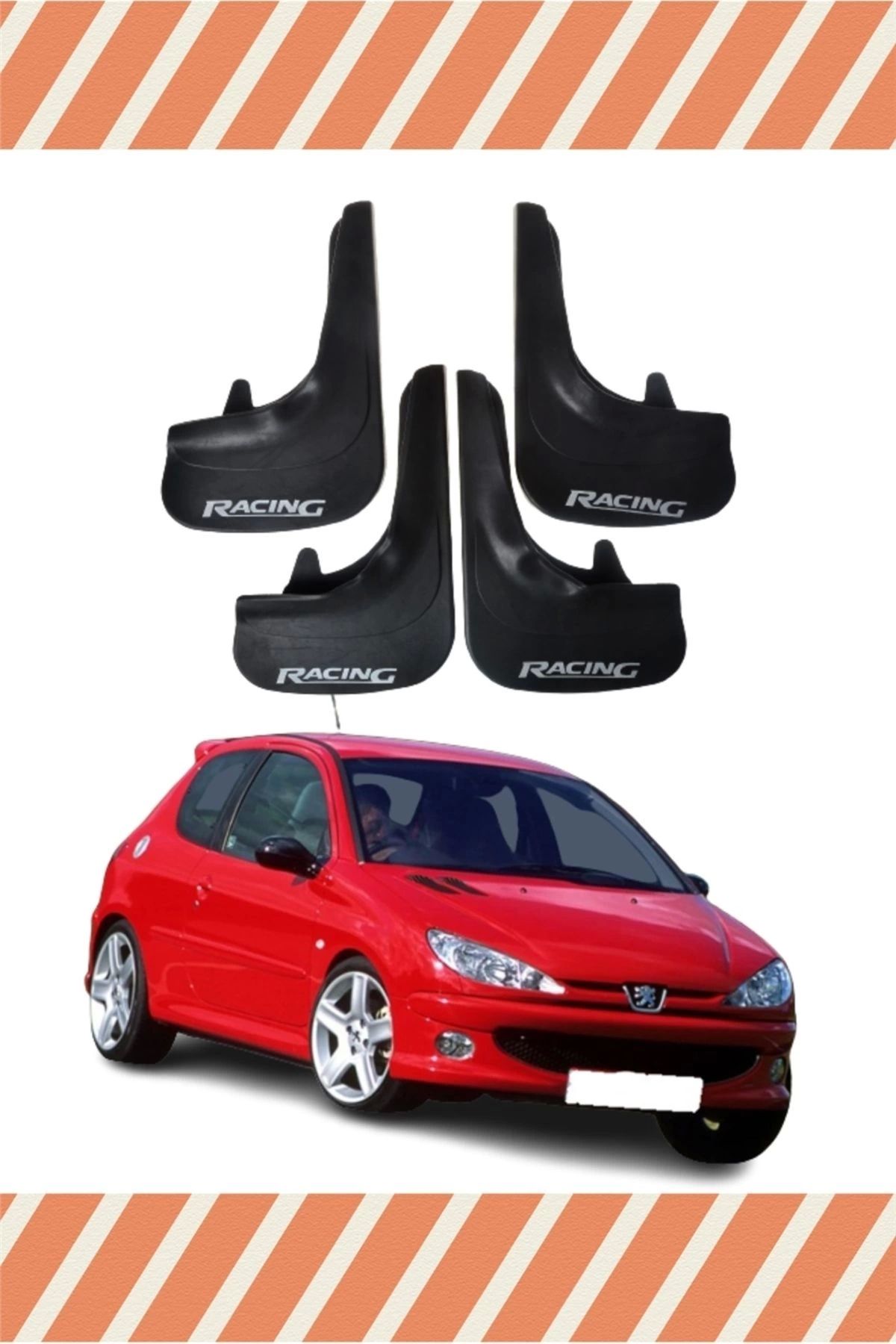 Alpax Peugeot 206 HB – 106 racing yazılı 4’lü tozluk çamurluk paçalık