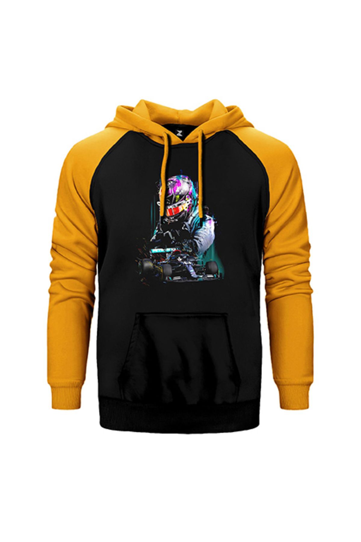 Z zepplin F1 Lewis H. 44 Sarı Renk Reglan Kol Kapşonlu Sweatshirt