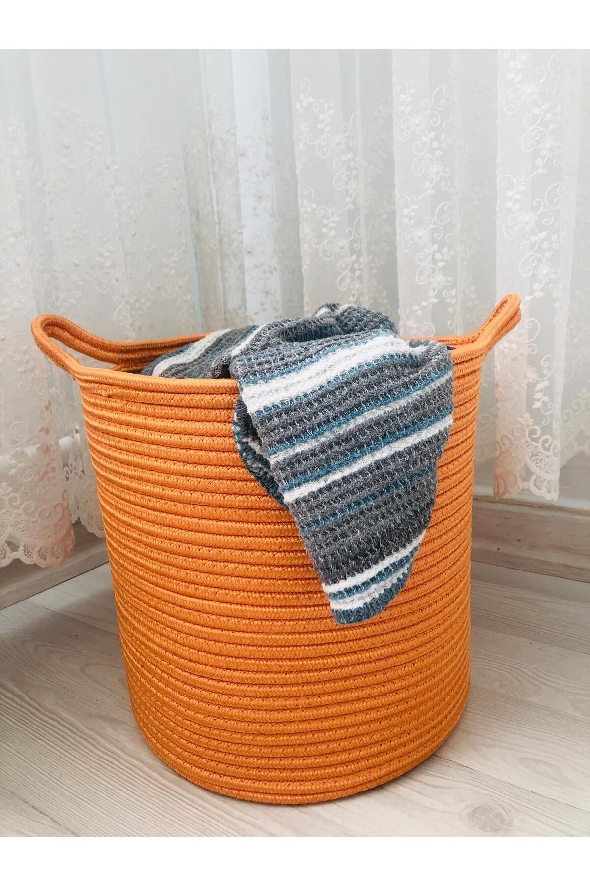 BDZ DERİ-25X25 Wicker Toy Basket - Multi-Purpose Organizer, Flower Pot Orange 1