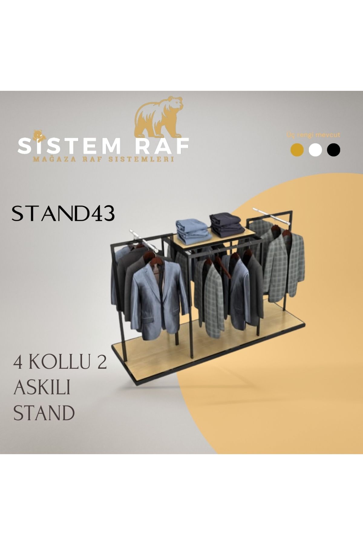 sistem raf 4 Kollu , 2 Askılı Orta Stand