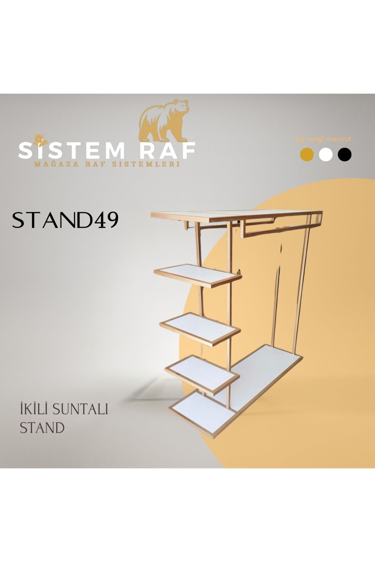 sistem raf İkili Suntalı Stand - Elbise Askısı