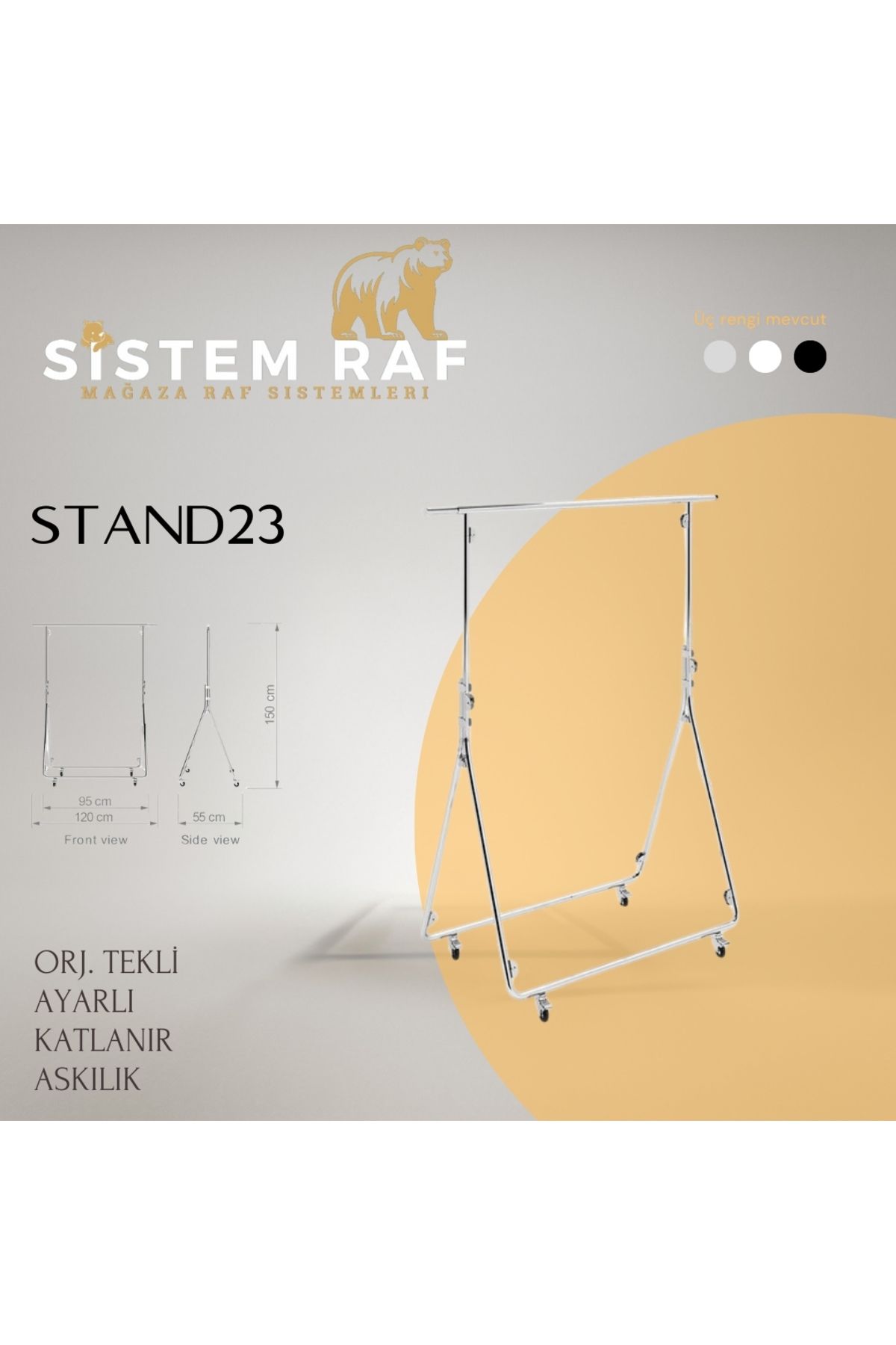 sistem raf Tekerlekli Katlanabilir Askılık