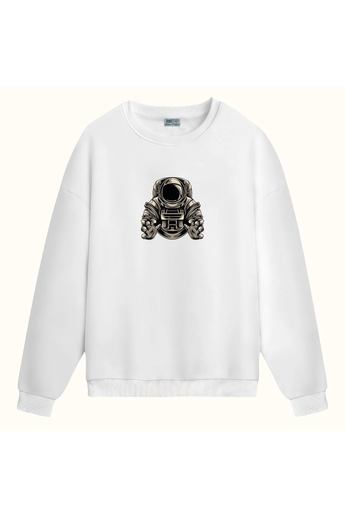 CCwear scary astronaut baskılı bisiklet yaka sweatshirt