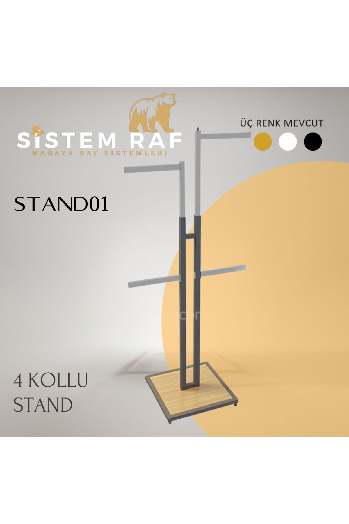 sistem raf 4 Kollu Mağaza Askılık Standı